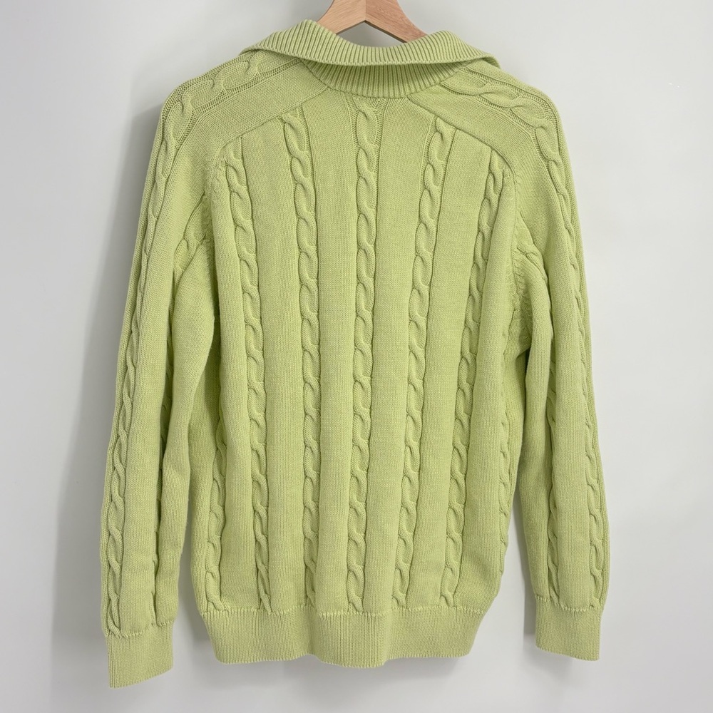NWT Zara light lime green classic Cable knit collared sweater small pullover - Picture 2 of 9